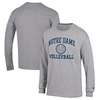 Men's Champion Heather Gray Notre Dame Fighting Irish Volleyball Icon Powerblend Long Sleeve T-Shirt