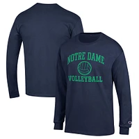 Men's Champion Navy Notre Dame Fighting Irish Volleyball Icon Powerblend Long Sleeve T-Shirt