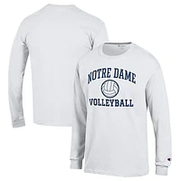 Men's Champion White Notre Dame Fighting Irish Volleyball Icon Powerblend Long Sleeve T-Shirt