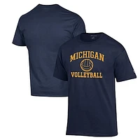 Men's Champion Navy Michigan Wolverines Volleyball Icon Powerblend T-Shirt