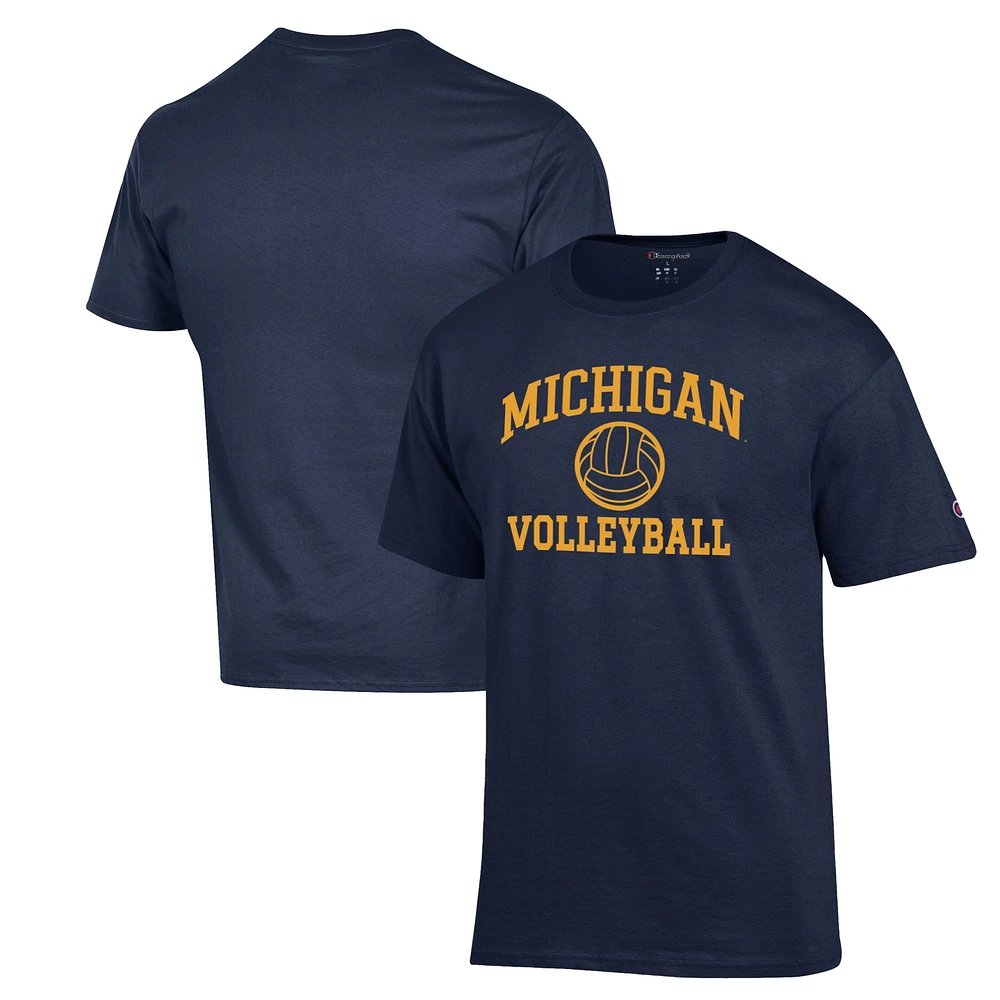 Men's Champion Navy Michigan Wolverines Volleyball Icon Powerblend T-Shirt