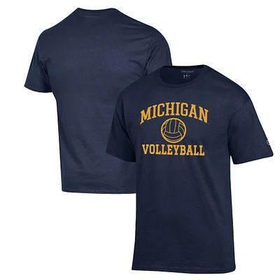 Men's Champion Navy Michigan Wolverines Volleyball Icon Powerblend T-Shirt