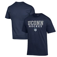 Men's Champion Navy UConn Huskies Stack Logo Hockey Powerblend T-Shirt
