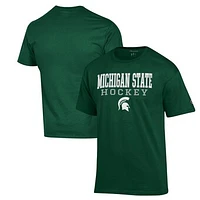 Men's Champion Green Michigan State Spartans Stack Logo Hockey Powerblend T-Shirt