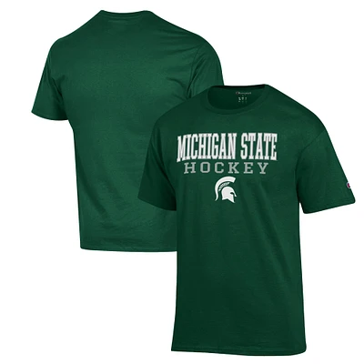Men's Champion Green Michigan State Spartans Stack Logo Hockey Powerblend T-Shirt
