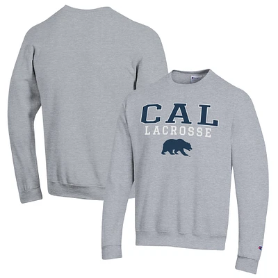 Men's Champion Heather Gray Cal Bears Stack Logo Lacrosse Powerblend Pullover Sweatshirt