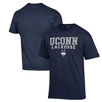 Men's Champion Navy UConn Huskies Stack Logo Lacrosse Powerblend T-Shirt