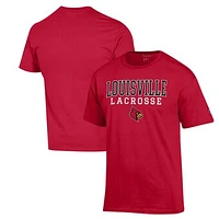 Men's Champion Red Louisville Cardinals Stack Logo Lacrosse Powerblend T-Shirt