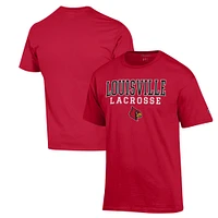 Men's Champion Red Louisville Cardinals Stack Logo Lacrosse Powerblend T-Shirt