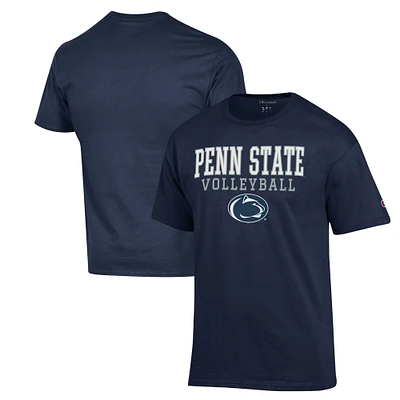 Men's Champion Navy Penn State Nittany Lions Stack Logo Volleyball Powerblend T-Shirt