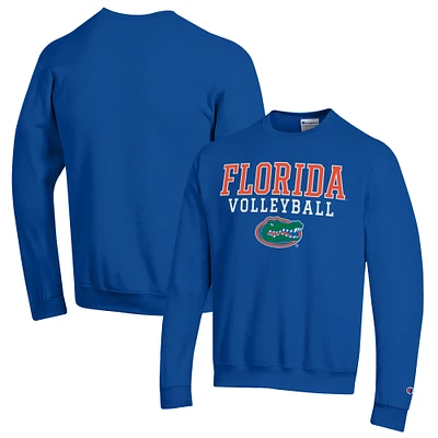Men's Champion Royal Florida Gators Stack Logo Volleyball Powerblend Pullover Sweatshirt