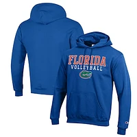 Men's Champion Royal Florida Gators Stack Logo Volleyball Powerblend Pullover Hoodie