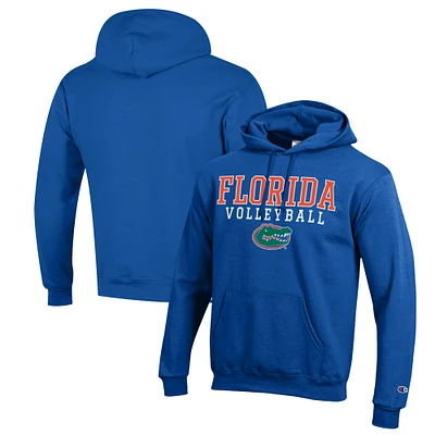 Men's Champion Royal Florida Gators Stack Logo Volleyball Powerblend Pullover Hoodie