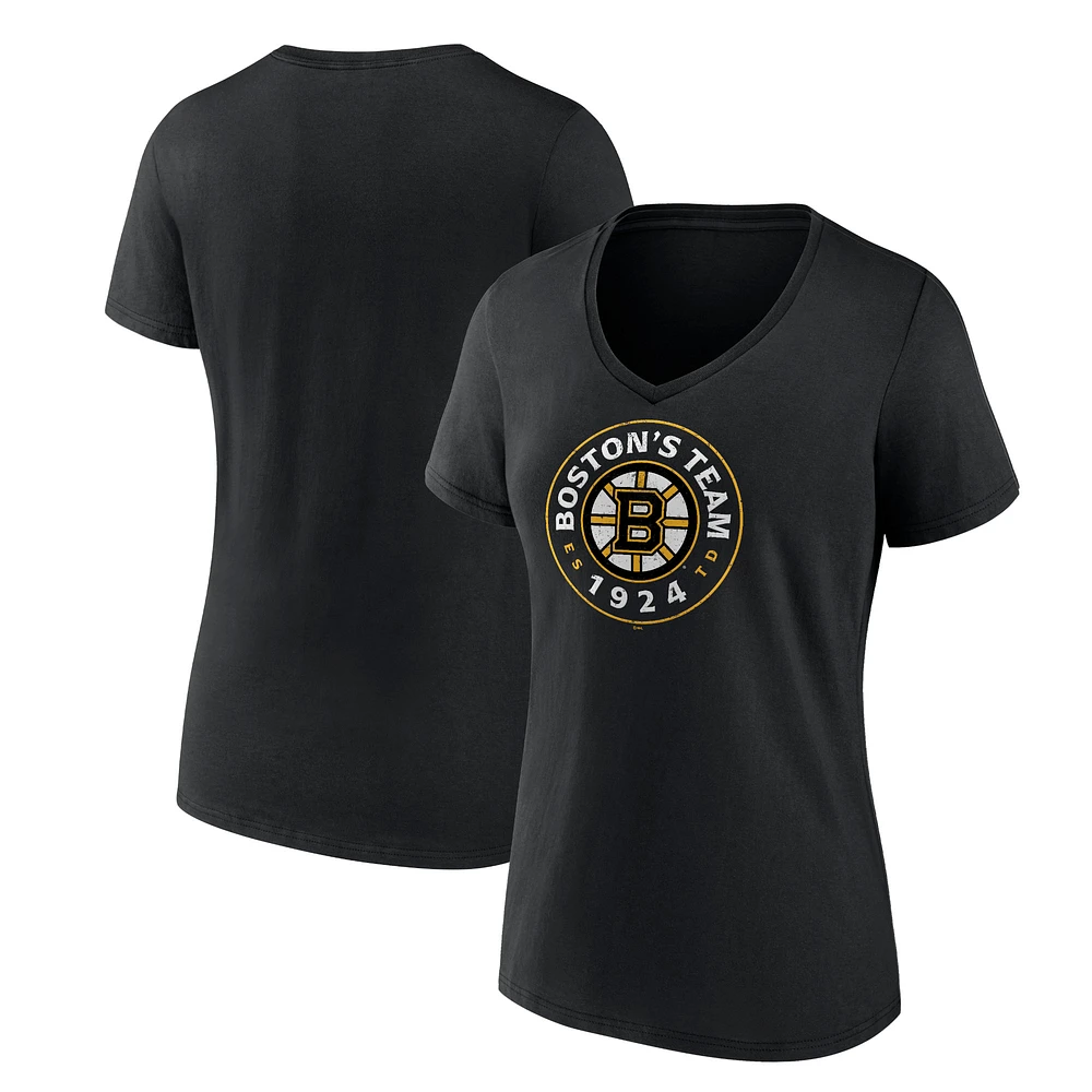 Women's Black Boston Bruins Represent V-Neck T-Shirt