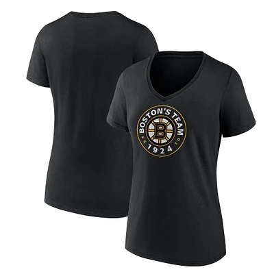 Women's Black Boston Bruins Represent V-Neck T-Shirt