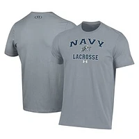 Men's Under Armour Gray Navy Midshipmen Lacrosse Arch Over Performance T-Shirt
