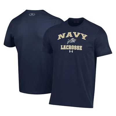 Men's Under Armour Navy Navy Midshipmen Lacrosse Arch Over Performance T-Shirt