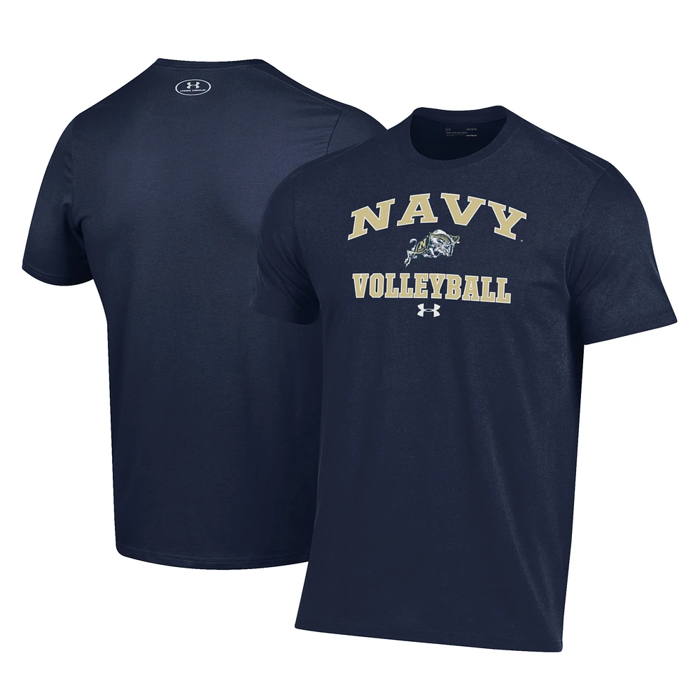 Men's Under Armour Navy Navy Midshipmen Volleyball Arch Over Performance T-Shirt