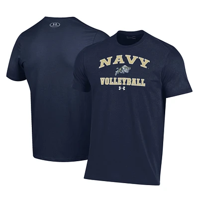 Men's Under Armour Navy Navy Midshipmen Volleyball Arch Over Performance T-Shirt