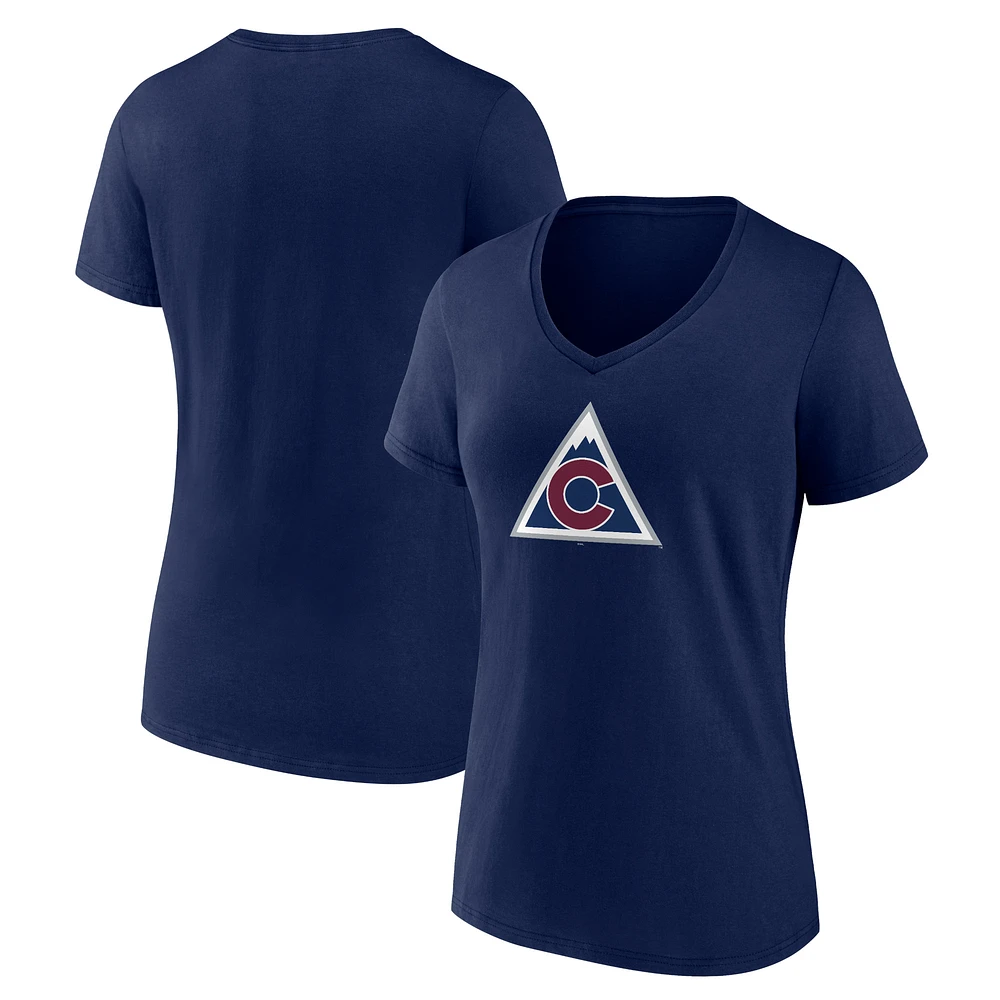 Women's Navy Colorado Avalanche Alternate Logo V-Neck T-Shirt