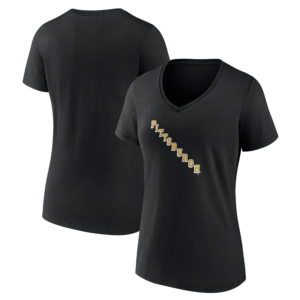 Women's Black Pittsburgh Penguins Alternate Logo V-Neck T-Shirt