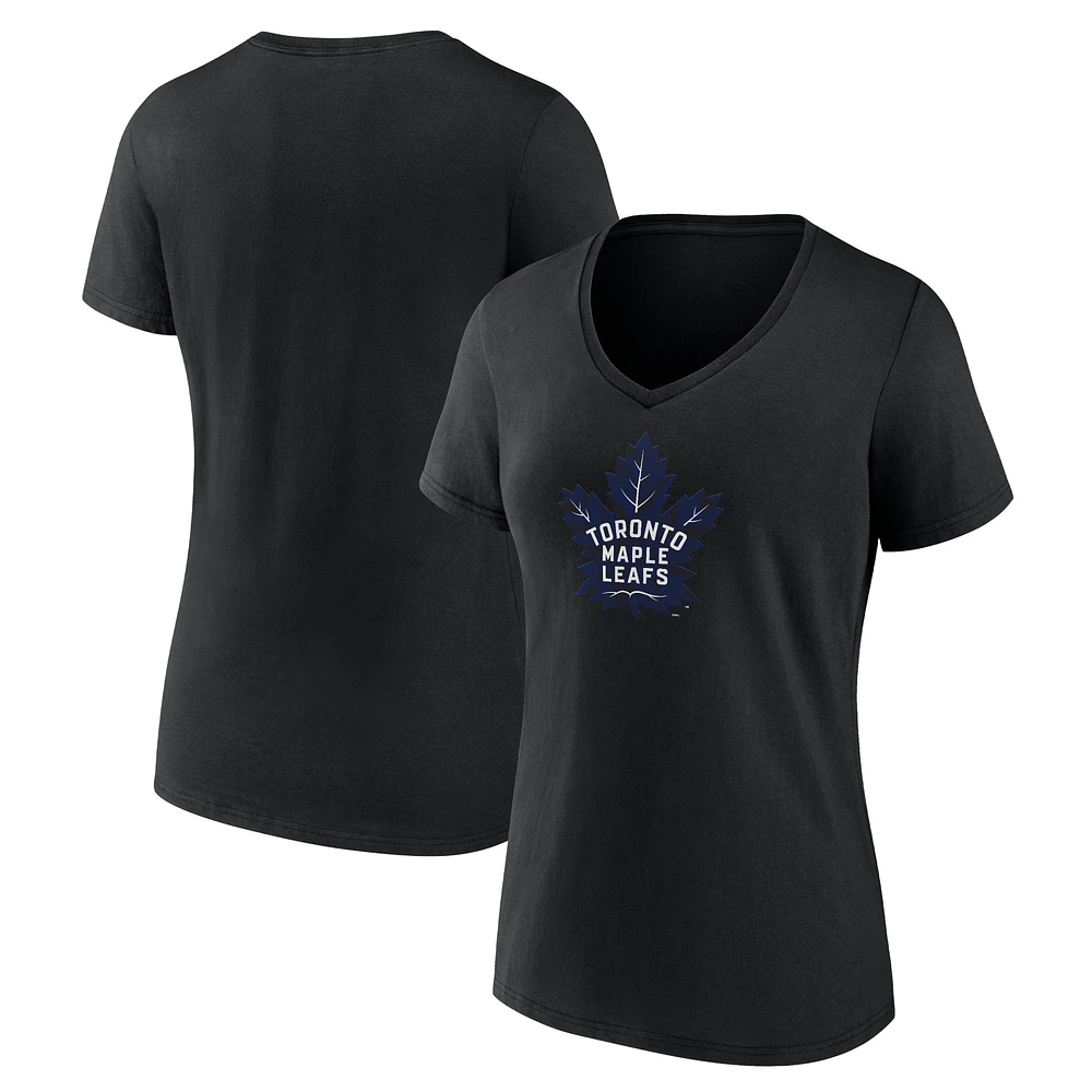 Women's Black Toronto Maple Leafs Alternate Logo V-Neck T-Shirt