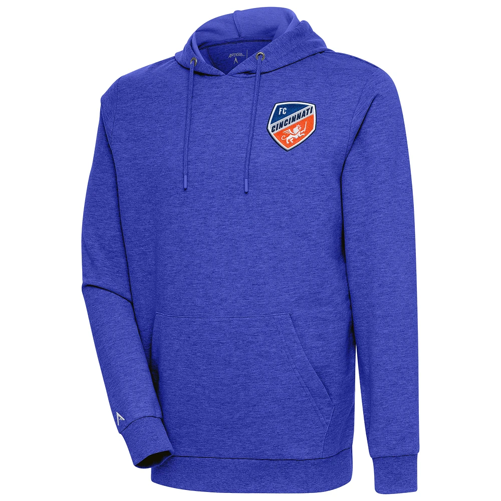 Men's Antigua Heather Royal FC Cincinnati Logo Action Pullover Hoodie