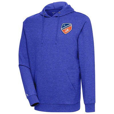 Men's Antigua Heather Royal FC Cincinnati Logo Action Pullover Hoodie