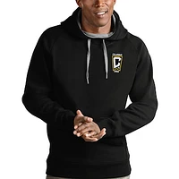 Men's Antigua Black Columbus Crew Logo Victory Pullover Hoodie
