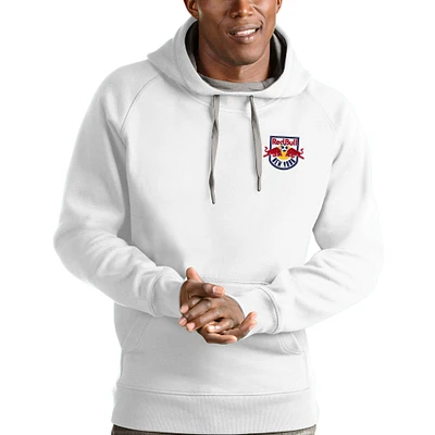 Men's Antigua White New York Red Bulls Logo Victory Pullover Hoodie