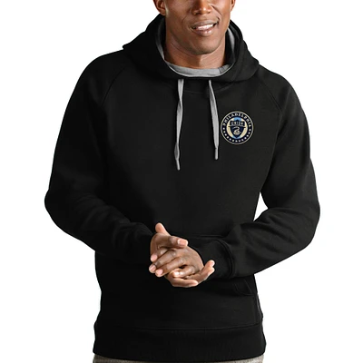 Men's Antigua Black Philadelphia Union Logo Victory Pullover Hoodie