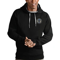 Men's Antigua Black Philadelphia Union Logo Victory Pullover Hoodie