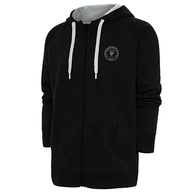 Men's Antigua Black Inter Miami CF Logo Victory Full-Zip Hoodie