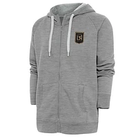 Men's Antigua Heather Gray LAFC Logo Victory Full-Zip Hoodie