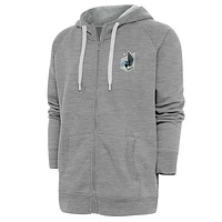 Men's Antigua Heather Gray Minnesota United FC Logo Victory Full-Zip Hoodie