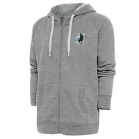 Men's Antigua Heather Gray Minnesota United FC Logo Victory Full-Zip Hoodie