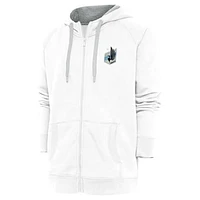Men's Antigua White Minnesota United FC Logo Victory Full-Zip Hoodie