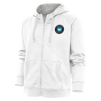 Women's Antigua Charlotte FC Logo Victory Full-Zip Hoodie