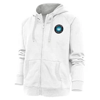 Women's Antigua White Charlotte FC Logo Victory Full-Zip Hoodie