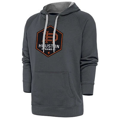 Men's Antigua Charcoal Houston Dynamo FC Victory Pullover Hoodie