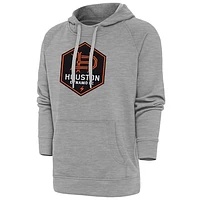 Men's Antigua Heather Gray Houston Dynamo FC Victory Pullover Hoodie