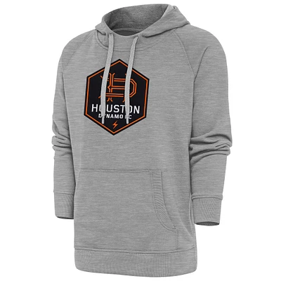 Men's Antigua Heather Gray Houston Dynamo FC Victory Pullover Hoodie