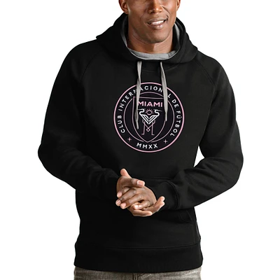 Men's Antigua Black Inter Miami CF Victory Pullover Hoodie