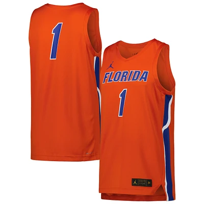 Men's Jordan Brand #1 Orange Florida Gators Team Replica Basketball Jersey