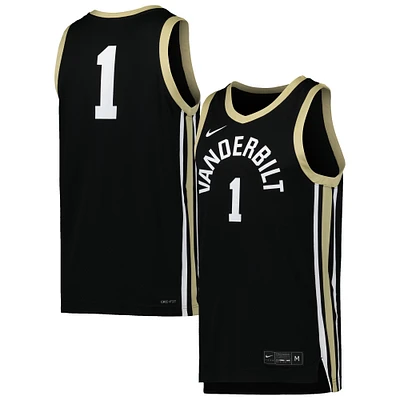 Men's Nike #1 Black Vanderbilt Commodores Replica Basketball Jersey