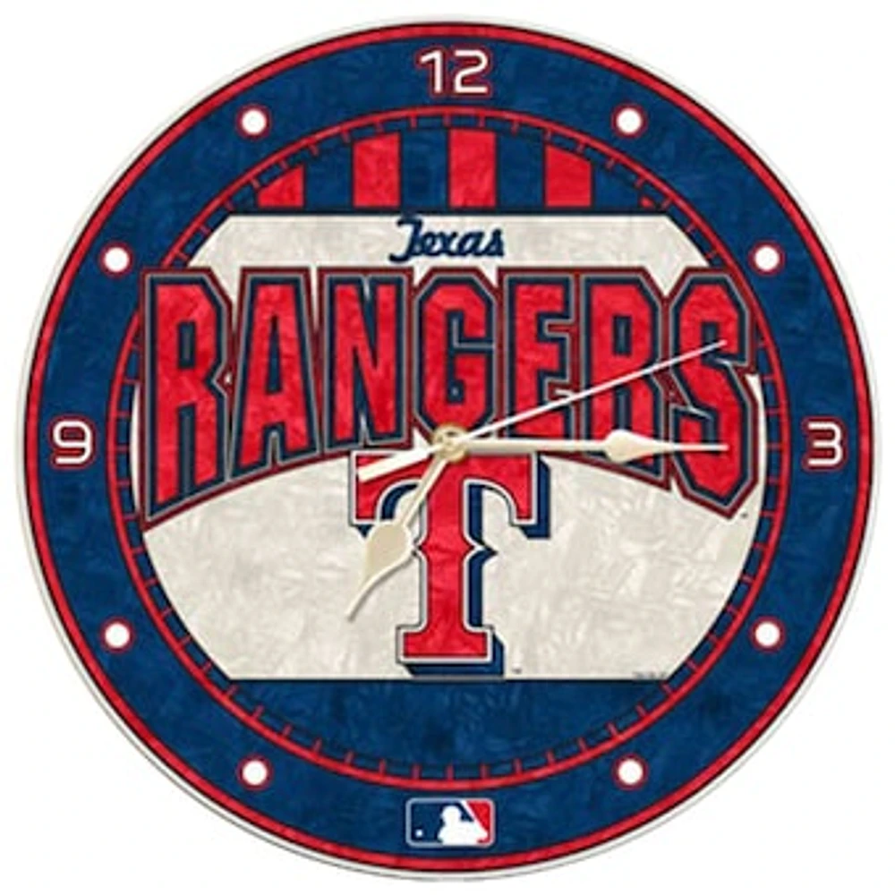 Texas Rangers Art-Glass Wall Clock