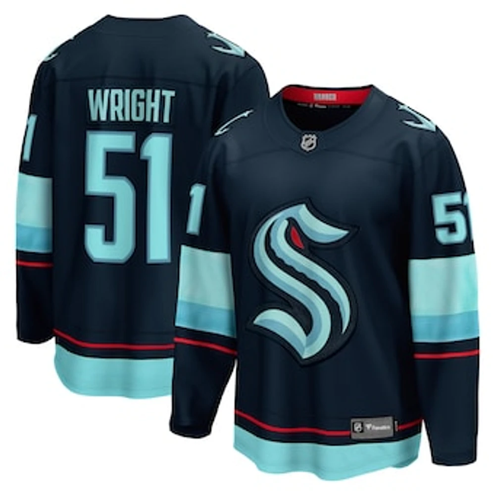 Men's Fanatics Shane Wright Deep Sea Blue Seattle Kraken Home Breakaway Player Jersey