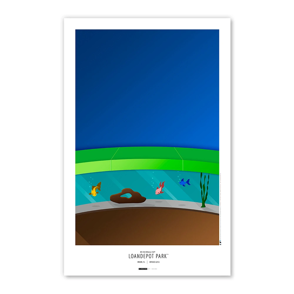 Miami Marlins LoanDepot Park 11'' x 17'' Aquarium Minimalist Stadium Poster Art Print