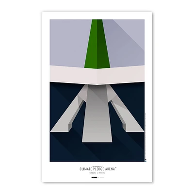 Seattle Kraken Climate Pledge Arena 11'' x 17'' Minimalist Stadium Poster Art Print