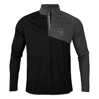 Men's Levelwear Black/Charcoal Colorado Rockies Pinnacle Quarter-Zip Pullover Top
